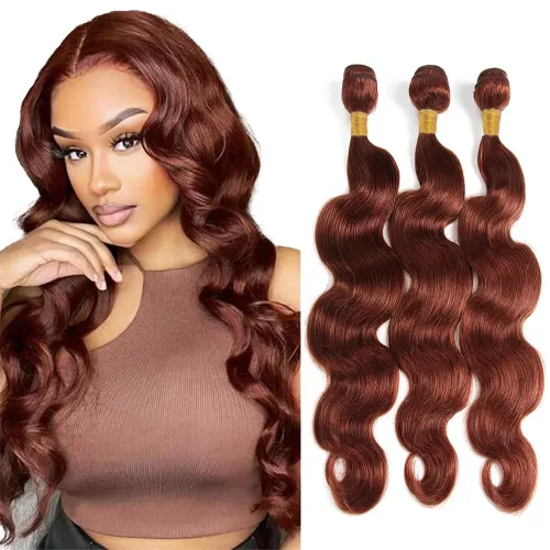 Vista 143 de Color 30 paquetes de cabello humano marrón onda del cuerpo paquetes 8 10 12 pulgadas brasileño virgen Remy extensiones de cabello humano doble trama
