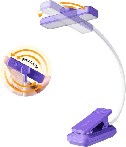 Vista 12 de VAVOFO Luz de Libro Recargable Giratoria: 24 LEDs Luz de Lectura, 3 Colores y 9 Niveles de Brillo Lámpara de Libro, Cuidado de Ojos 120 Horas