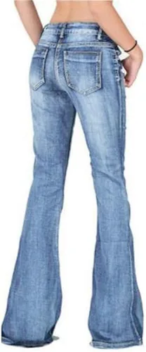 Vista 8 de Andongnywell - Pantalones de mezclilla ajustados, cintura media, cintura ancha, cintura media, pantalones vaqueros