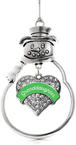 Vista 235 de Inspired Silver - Big Sis - Adorno de Navidad plateado - Adorno de árbol de Navidad con dije de corazón con circonita cúbica - Decoración colgante