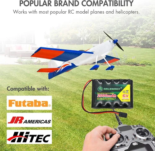 Vista 5 de Paquetes de baterías NiMH RX de 6 V 2000 mAh con conector Hitec para aviones RC y robot para caminar recargables (1 paquete)
