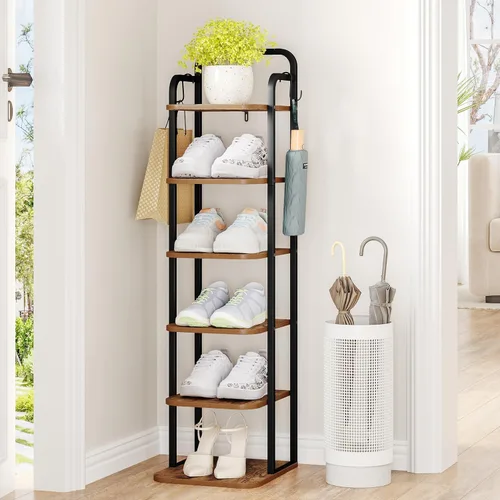 Vista 20 de Hzuaneri - Zapatero vertical, estantes para zapatos, organizador de madera para el armario, entrada, torre de zapatos para espacios pequeños, de pie