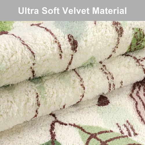 Vista 3 de Uphome Alfombra Redonda Pequeña de 2' Círculo Tapete de Baño Lindo con Pompones Flecos Diseño Floral de Plantas Alfombras de Baño Lavables Suaves