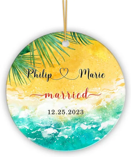 Vista 21 de Adorno personalizado de Mr and Mrs Always and Forever, adorno de recién casado, regalo de boda para pareja, adorno de primera Navidad para casados