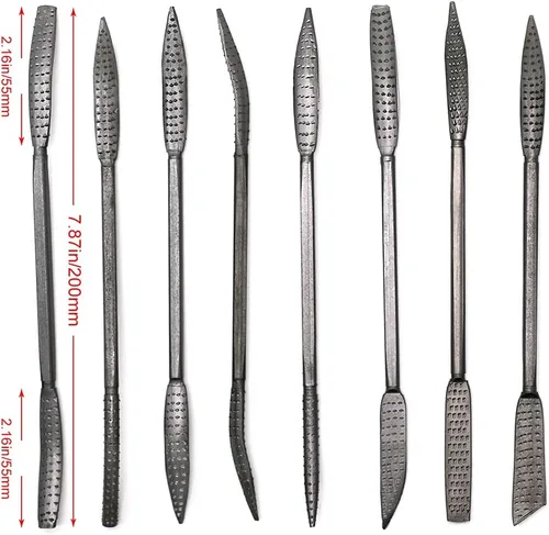 Vista 8 de Kingzhuo Limas de madera y escofinas 8 PCS 5.5 X 7.874 in doble extremo Riffelers carpintería tallado conjunto