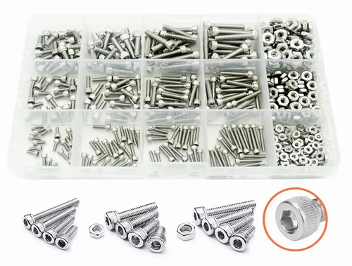 Vista 8 de #2-56 UNC Kit surtido de tornillos de cabeza hexagonal de acero inoxidable