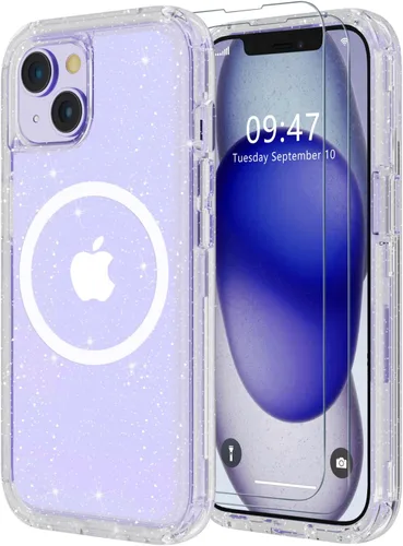 Vista 15 de Diverbox Funda para iPhone 15 [a prueba de golpes] [a prueba de caídas] [protector de pantalla de vidrio templado], funda de protección resistente