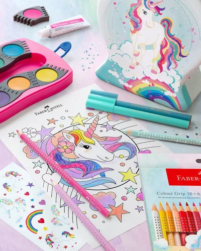 Vista 5 de Faber-Castell Conector de pluma de fibra Lata de globo de nieve - Diseño de unicornio