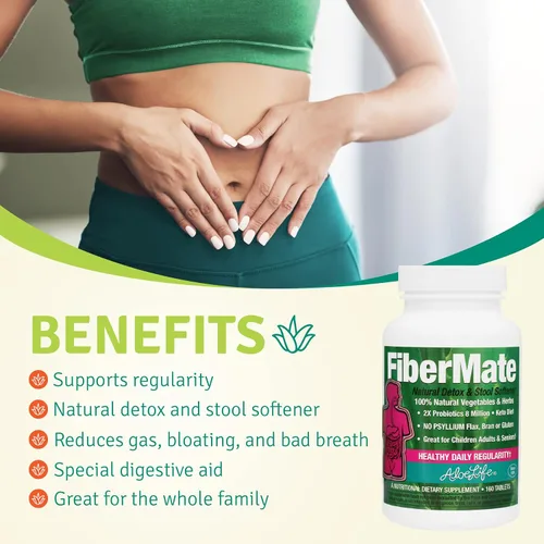 Vista 4 de Aloe Life - Tabletas FiberMate, desintoxicación corporal y suavizante de heces, verduras y hierbas, alivio suave de irregularidad, apoyo digestivo