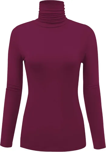 Vista 18 de AUHEGN - Camiseta de cuello alto con manga larga, ligera y ajustada para mujer, con cuello de tortuga (talla S-XXL)
