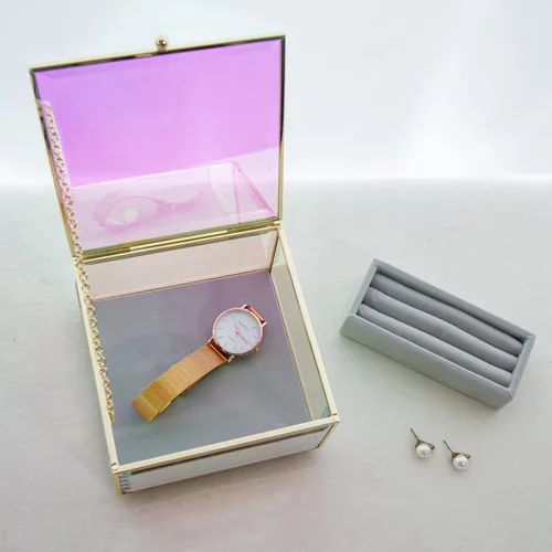 Vista 5 de Moosy Life Aurora Borealis - Organizador de almacenamiento de cristal para ganancias, anillos, collar, colgante, pulseras (pequeño)