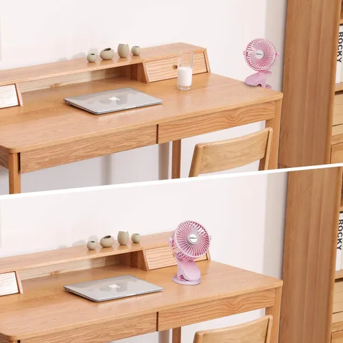 Vista 3 de SkyGenius Ventilador de cochecito de bebé con clip a pilas (rosa)