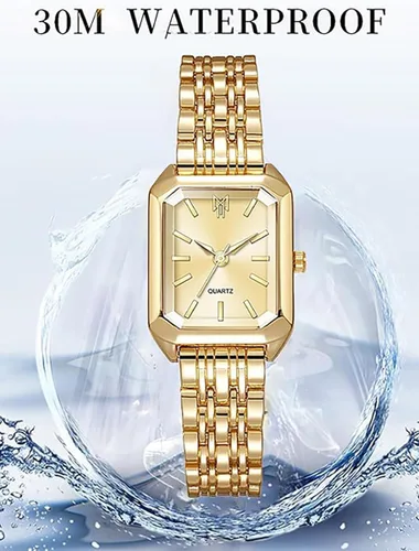 Vista 4 de BESTKANG Relojes para mujer, relojes de pulsera de acero con correa de acero, reloj de pulsera de cuarzo cuadrado simple de moda casual