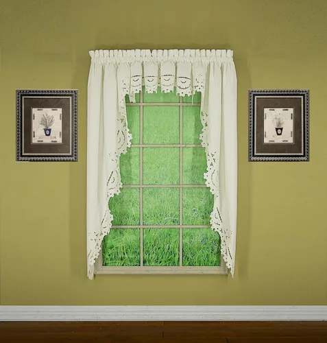 Vista 8 de Today's Curtain Imperial Classic - Cenefa de corte dibujada, 14 pulgadas, color beige