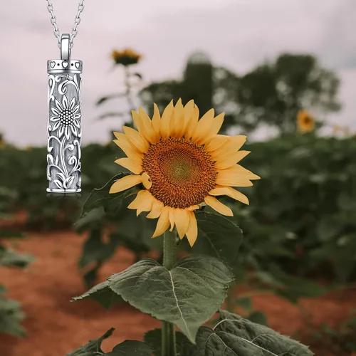 Vista 138 de Collar con colgante de urna de cenizas de cremación y árbol de la vida para mujer, plata de ley US1