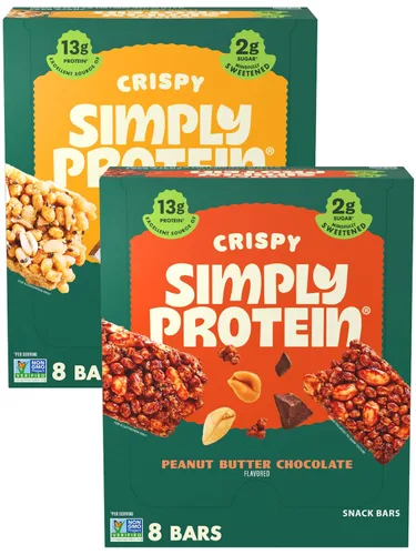 Vista 18 de Simply Protein - Barras crujientes de canela y nuez - Barras de proteínas a base de plantas - Bajo en carbohidratos, bajo en azúcar, alta fibra