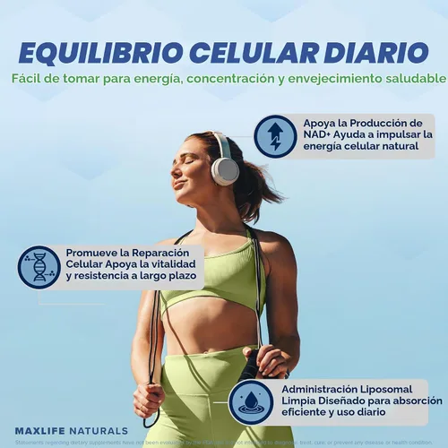 Vista 6 de MAXLIFE NATURALS NMNH Suplemento 1000mg 120 Cápsulas Fórmula liposomal