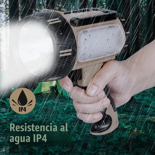 Vista 5 de Foco Recargable Súper Brillante de Mano, Linterna LED Recargable Táctica de Búsqueda con Salida USB, 6 Modos de Luz, Luz de Camping (Gris)