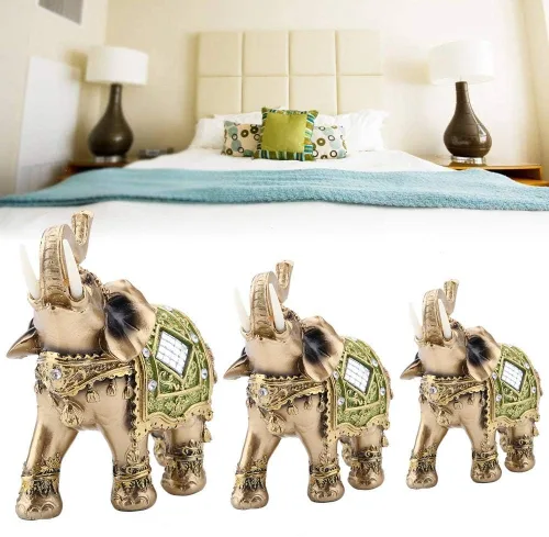 Vista 4 de Hztyyier Estatua de elefante verde Feng Shui, decoración de paquidermo de la suerte para el hogar, oficina, riqueza, suerte, regalo