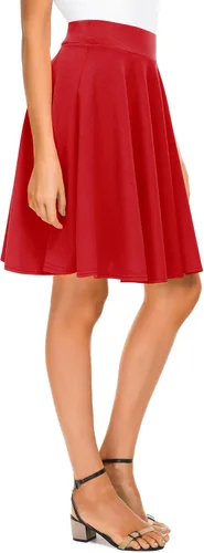 Vista 19 de Urban CoCo Women's Basic Midi Skirt Versatile Stretchy Flared Casual High Waisted Skirt Negro