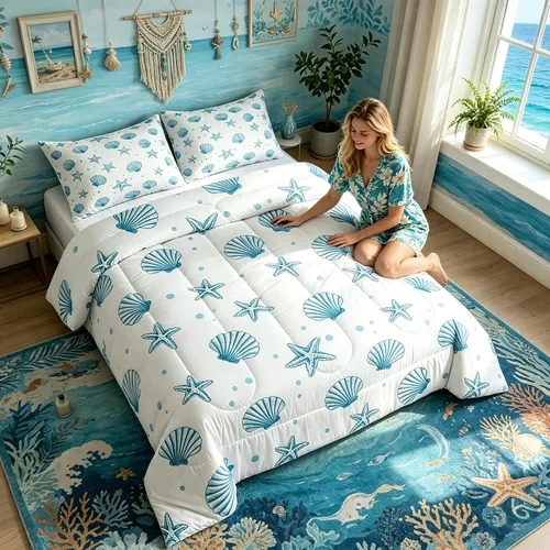 Vista 83 de Juego de edredón Lake Home Camper tamaño King, juego de ropa de cama náutica con ancla para niños, niñas, niños, adultos, decoración de dormitorio