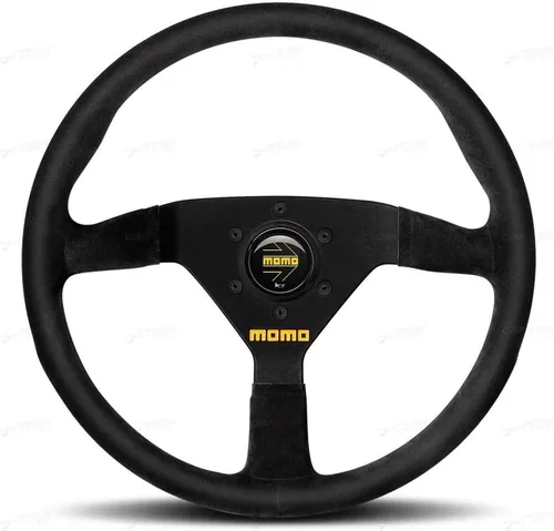 Vista 9 de MOMO Motorsport MOD.69 - Volante de carreras de gamuza – 13.780 in, plato de 1.535 in de profundidad, bocina amarilla, marco de aluminio de 3 radios
