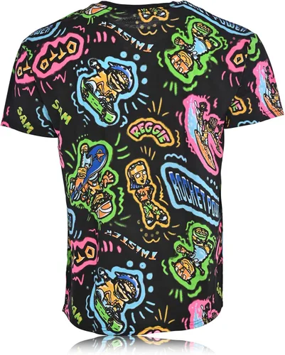 Vista 2 de Nickelodeon Camisa de dibujos animados para hombre de los 90 - Camiseta con estampado Rocket Power Allover