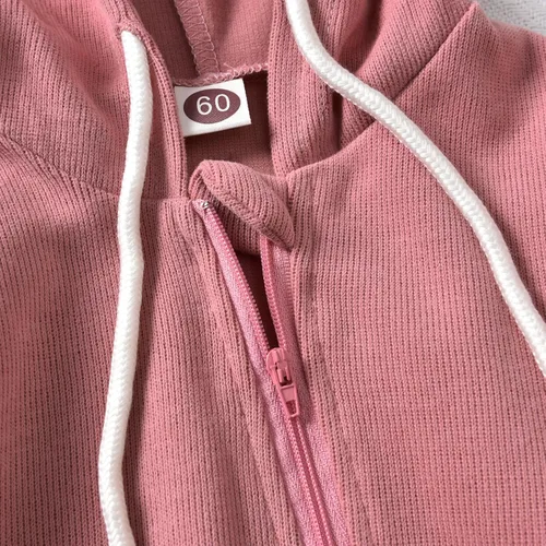 Vista 7 de Unutiylo Enterizo unisex de manga larga con cremallera y capucha para bebés y niñas