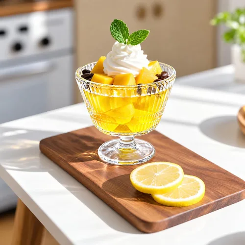 Vista 4 de Juego de 6 cuencos de postre de cristal, tazas de helado vintage