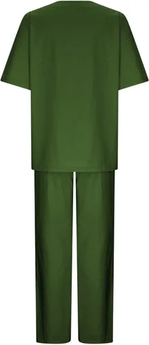 Vista 2 de Conjuntos de verano de 2 piezas para mujer, conjuntos elegantes y casuales de color liso, para verano, otoño, cuello redondo, tops y pantalones