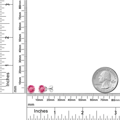 Vista 20 de Gem Stone King Aretes de plata de ley 925 con piedra natal redonda de 0.276 in para mujer