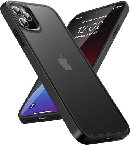 Vista 8 de Yriklso Funda para iPhone 11 Pro Max, protección contra caídas de grado militar, carcasa trasera dura translúcida - rosa esmerilado