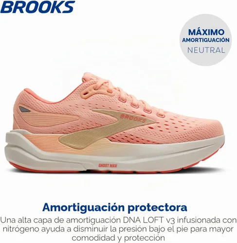 Vista 3 de Brooks Tenis de correr Ghost Max 3 para mujer Melocotón/Arena/Coco