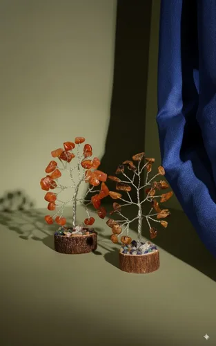 Vista 3 de Conjunto de Árboles de Cristal de 12, Regalos Pensados para Mujeres, Decoración de Escritorio de Oficina, Hogar, Decoración de Estante para Energía