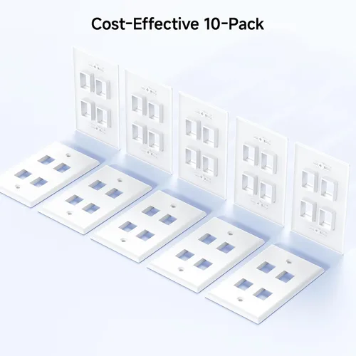 Vista 7 de Cable Matters - Paquete de 10 placas de pared Keystone de perfil bajo de 4 puertos