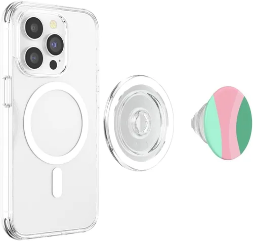 Vista 4 de Retro Waves Swirls Stripes 70s Aesthetic Wavy Rainbow PopSockets MagSafe PopGrip for iPhone