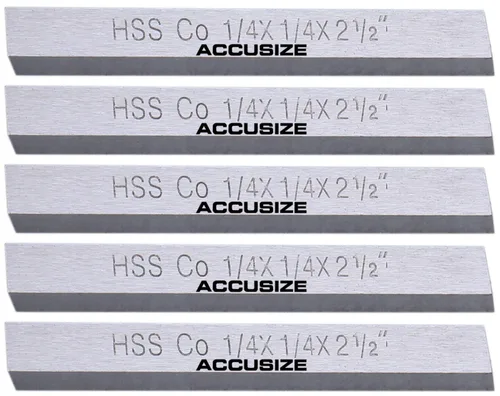 Vista 20 de Accusize Industrial Tools 1/2 x 1/2 x 4 pulg. (Ancho por Altura por TOL) Broca de herramienta HSS+5% M35 Cobalto para torno, 5095-0032