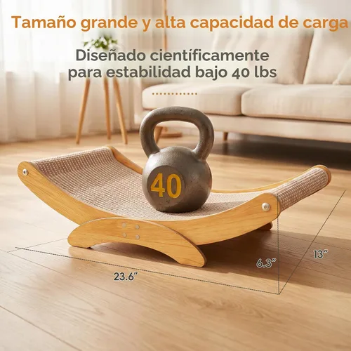 Vista 4 de Cama rascador para gatos de interior, tabla rascador grande de sisal