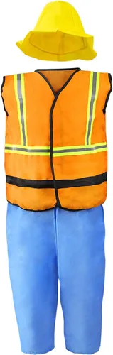 Vista 7 de Jeowoqao Conjunto de disfraces para niños, juego de rol, 11 piezas, traje de pirata, chef, trabajador de construcción, disfraz de policía para niños