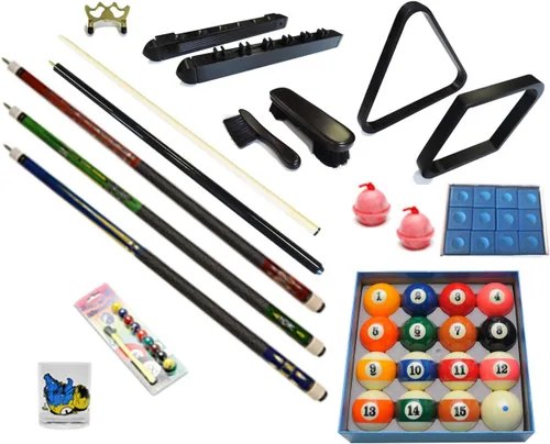 Vista 7 de Mesa de billar – Kit de accesorios de 32 piezas de billar – Palos de billar de billar – Juegos de bolas de puente