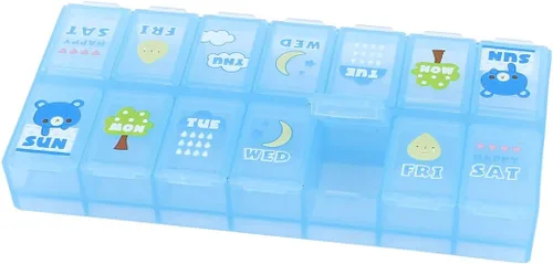 Vista 2 de IIVVERR Caja de almacenamiento de 14 compartimentos desmontables de plástico azul 14