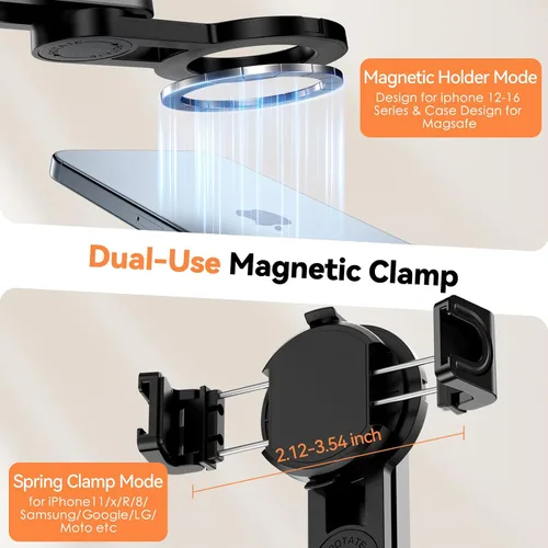 Vista 6 de CloudValley Mini trípode magnético para selfie, trípode para teléfono de tamaño de bolsillo 4 en 1 con rotación de 360°, control remoto Bluetooth