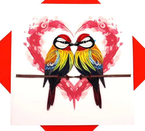 Vista 14 de Bluebirds, tarjeta de felicitación 3D, exclusiva dedicada a mano, tarjeta de felicitación de diseño para cumpleaños, día de San Valentín, día