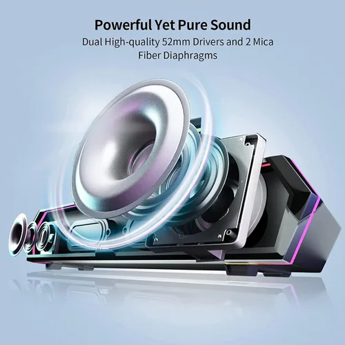Vista 5 de Edifier Barra de sonido de computadora MG300: altavoces fuertes con graves profundos - Interruptor RGB Micrófono incorporado para altavoces