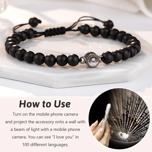 Vista 4 de UNGENT THEM Pulseras con texto en inglés "I Love You" en 100 idiomas para parejas, regalos para mis hombres, novio, novia, marido, mi amor, alma