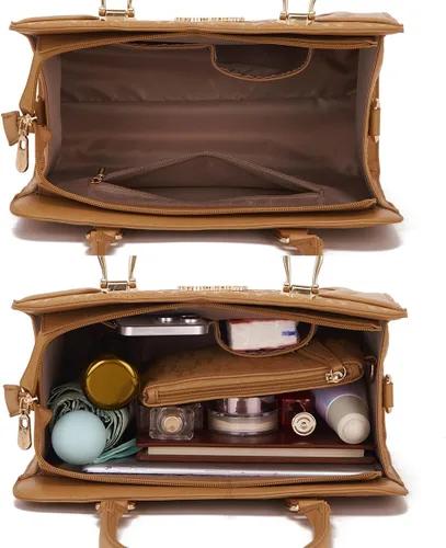 Vista 90 de Bolsos de mano de moda para mujer, bolsa de hombro, asa superior, bolsa de mano, juego de 4 piezas