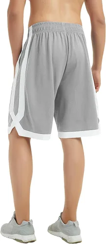 Vista 8 de TopTie Pantalones cortos de baloncesto de malla de 7 pulgadas con bolsillos para hombre, pantalones cortos deportivos activos de 2 tonos, pantalones