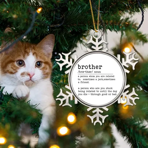 Vista 3 de Brother Definition - Adornos colgantes decorativos para colgar con definición de hermano, sustantivo de Navidad, adorno de copo de nieve de metal