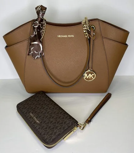 Vista 5 de MICHAEL Michael Kors Jet Set Bolsa de hombro de cadena grande con cartera grande para teléfono y bufanda delgada