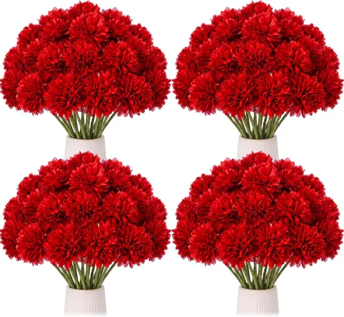 Vista 13 de Tigeen 60 piezas de flores artificiales negras crisantemo para decoración Negro